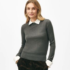 NWT Brooks Brothers 100% Merino Wool sweater with removable collar and cuffs